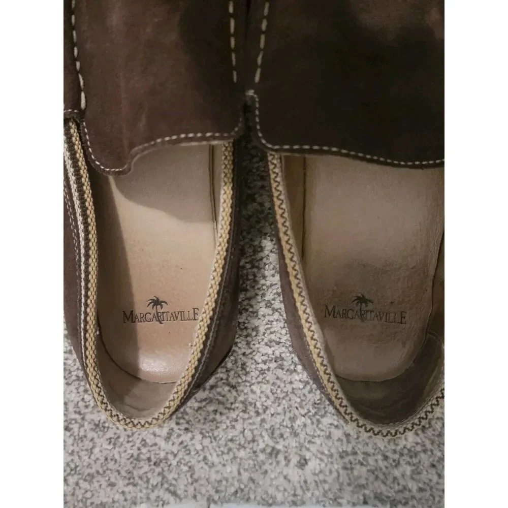 Margaritaville Brown Leather‎ Suede Boat Shoes Slip on Loafers Size 10 Mens